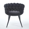Black Modern chair(set of 2 ) with golden color iron tube legs,  soft cushions and comfortable backrest, suitable for dining room, living room, cafe,hairball back