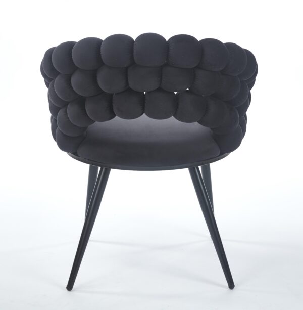 Black Modern chair(set of 2 ) with golden color iron tube legs,  soft cushions and comfortable backrest, suitable for dining room, living room, cafe,hairball back