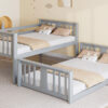 Twin Over Twin Bunk Bed with Slide and Ladder, Gray (Old SKU:LT000108AAE)