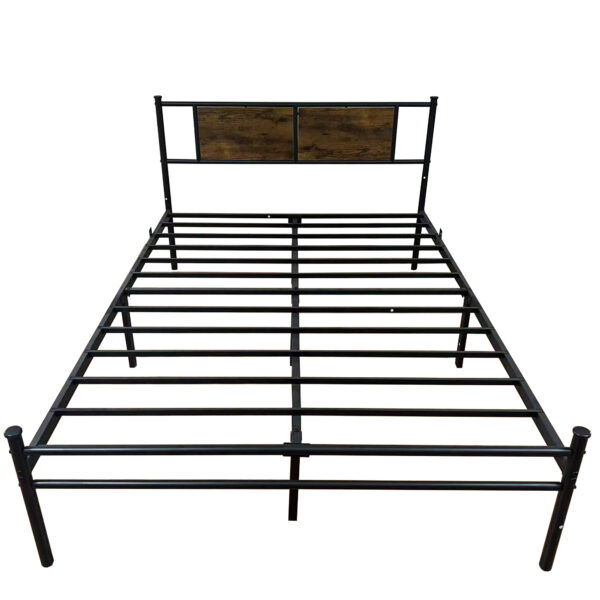 eb63e0418f65454e89019d9dbb7c788e_71e9d6190da83876fd70c4e593212d5f Queen Size Metal Bedframe with Wood Panel Headboard - Black+Brown