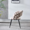 white Modern chair(set of 2 ) with golden color iron tube legs,  soft cushions and comfortable backrest, suitable for dining room, living room, cafe,hairball back