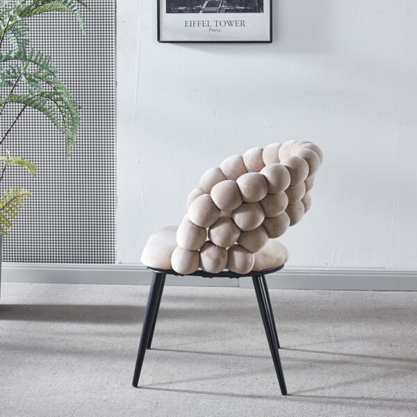 white Modern chair(set of 2 ) with golden color iron tube legs,  soft cushions and comfortable backrest, suitable for dining room, living room, cafe,hairball back