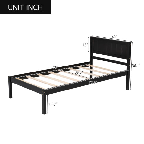 Platform Bed Frame with Headboard, Wood Slat Support, No Box Spring Needed,Twin, Espresso(OLD SKU:WF191418AAP)