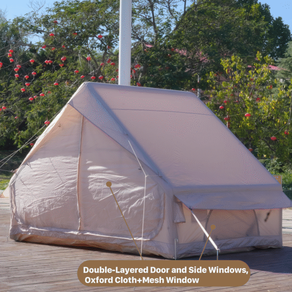 Inflatable Tent With Pump,Glamping Tents For 4-6 Person, Easy Setup 4 Season Waterproof Outdoor Tent,Waterproof Luxury Glamping Tent with 12 Mesh Window