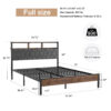 Full size bed frame, wooden platform bed frame, bedside with soft package and 2 USBs, no noise, no need for spring mattress and simple assembly tools, large bed bottom storage space, brown