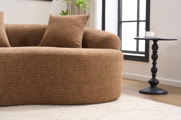 ee5da1d08ac54486a6021f59c6a1175a_2113e9127fde9870219f4d950835810c LY-025 Curved Sofa Toffee Caramel Full Compression Sponge Sectional, 30D Chenille Modular Couch for Apartment & Living Room, 800 lbs 110"L, 60 Firmness with 4 Pillows