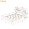 Wood Full Size Platform Bed with Built-in LED Light, Storage Headboard and Guardrail, White