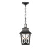 Outdoor Pendant Light Fixture, Black Farmhouse Outdoor Pendant Lights for Porch with Clear Glass, Modern Rectangular Exterior Hanging Lantern Light Fixtures (1 pack)