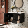 30" Bathroom Vanity with Ceramic Sink, Mid-Century Bathroom Vanity Cabinet with 2 Drawers, Bathroom Vanities Cabinet with Large Storage Space