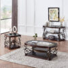 End table,  Glass table top, MDF W/marble paper middle shelf, powder coat finish metal legs. (26.3"Lx26.3"Wx24"H)