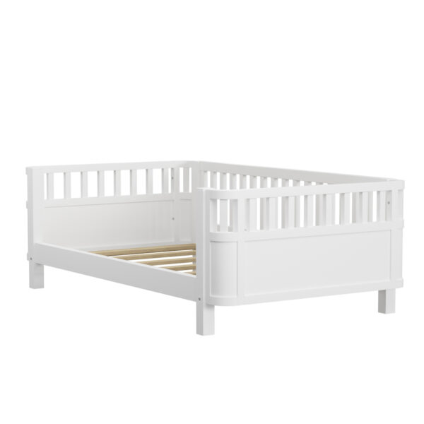 Twin Size Wood Platform Bed for Kids, Wood Low Profile Twin Bed with Rails for Girls and Boys, White (Patented Design)