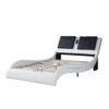 Faux Leather Upholstered Platform Bed Frame with led lighting ,Bluetooth connection to play music control,Backrest vibration massage,Curve Design, Wood Slat Support, No Box Spring Needed,Queen