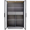 60.6'' Freestanding Display Cabinet with 2 Storage Drawers, Pantry with Glass Doors & LED Lighting, Modern China Cabinet with Adjustable Shelves for Hallways, Kitchen, Livingroom & Office - Grey