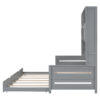 Twin Size Wooden Daybed With Twin Size Trundle, and All-in-One Cabinet and Shelf, Gray