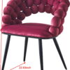 wine red  Modern chair(set of 2 ) with golden color iron tube legs,  soft cushions and comfortable backrest, suitable for dining room, living room, cafe,hairball back