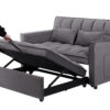 55.1-inch 3-in-1 convertible sofa bed, modern velvet double sofa Futon sofa bed with adjustable back, storage bag and pillow, for living room, bedroom (dark grey)