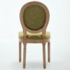 A&A Furniture,French Style Solid Wood Frame Antique Painting Linen Fabric Back Dining Chair,Set of 2,SW1845OL,Olive Green