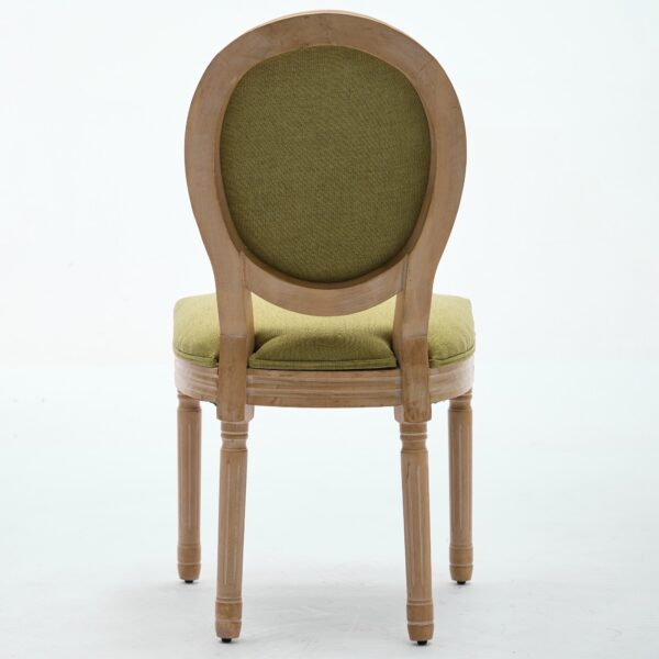 A&A Furniture,French Style Solid Wood Frame Antique Painting Linen Fabric Back Dining Chair,Set of 2,SW1845OL,Olive Green