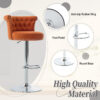 COOLMORE Velvet Bar Stool Set of 2, Adjustable Swivel Bar Stools with Silver Plated Metal Leg, Chrome Nailhead, Counter Height Chair for Kitchen,Dining Room