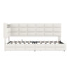 Upholstered Twin Size Daybed with Storage 2 Drawers and Charging Station, Day Bed Frame with LED Lights and Storage Headboard, No Box-Spring Needed, Beige