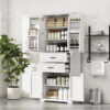 Storage Cabinet with Multi-Functional Storage Space for Kitchen/Bathroom/Dining Room/Living Room , 2 Drawers with Slide Rails, Adjustable Shelf, White