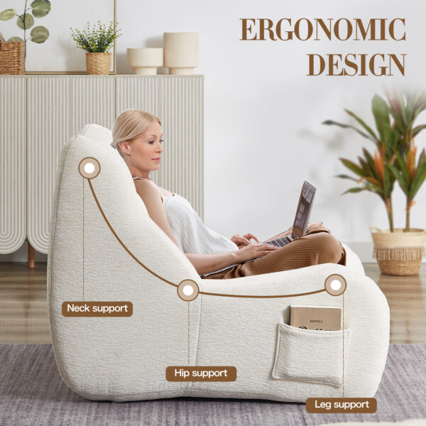 Bean Bag Chair for Adults with Armrests - Oversized Comfy Beanbag Lounge Lazy Floor Sofa Accent Chair for Living Room, Bedroom
