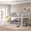 Twin over Twin Bunk Bed with Convertible Slide and Ladder , White(Old SKU:WF281725AAK)
