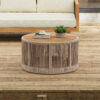 Rustic Industrial Table Set of 2,Coffee Table & Side Table with Woven Rope Design, Modern Functionality Stylish Table Set for Living Room and Home Decor-Rope Beige