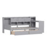 Twin Size Daybed with Storage 3 Cabinets and 2 Drawers, Wooden L-Shape Daybed Frame with Study Desk and Built-in Bookshelf, Multi-functional Bed for Bedroom Guest Room,Gray