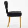 Mid Century Modern Dining Chairs Set of 2, Farmhouse Chenille Fabric Upholstered Accent Chair Curved Backrest with Copper Nails around,Kitchen Chairs with Golden Stainless Steel Plating Legs, Black