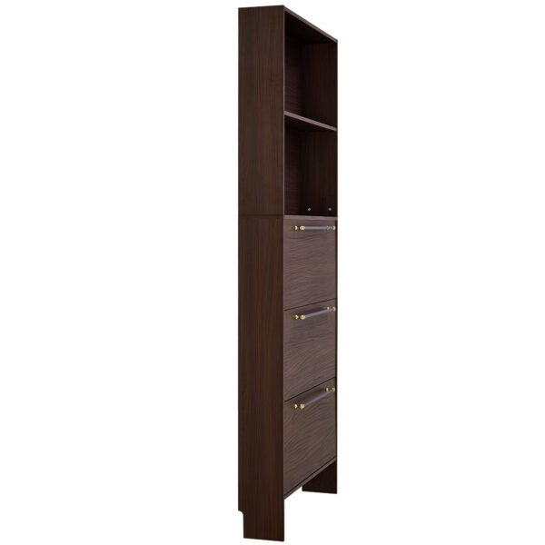 Shoe Cabinet with 3 Flip Drawers,Narrow Shoe Rack Cabinet, Entryway Shoe Storage Cabinet with Open Shelves, Freestanding Hidden Shoe Rack Organizer with Solid Wood Legs for Hallway, Living Room, Large