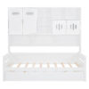 Twin Size Wooden Daybed With Twin Size Trundle, and All-in-One Cabinet and Shelf, White
