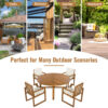 5-Piece Outdoor Patio Dining Set Acacia Wood Outdoor Dining Set Patio Furniture Set with Four  Armchairs and a Table for Garden, Balcony, Backyard, Beige