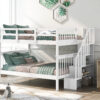 Stairway Full-Over-Full Bunk Bed with Storage and Guard Rail for Bedroom, Dorm, White color