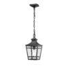 Outdoor Pendant Light E26 Socket, 14.5'' Modern Exterior Hanging Light Fixture with Clear Glass, Farmhouse Black Metal Outside Chandelier for Patio Front Porch Foyer Entryway (1 pack)