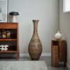 39-inch Tall Artificial Rattan Floor Vase in Elegant Beige - Statement Piece for Living Room Decor, Entryway, or Hallway - Versatile Home Accent for Dried or Silk Floral Arrangements
