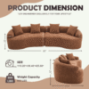 LY-025 Curved Sofa Toffee Caramel Full Compression Sponge Sectional, 30D Chenille Modular Couch for Apartment & Living Room, 800 lbs 110"L, 60 Firmness with 4 Pillows