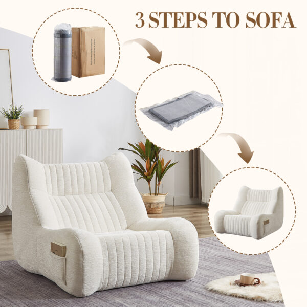 Bean Bag Chair for Adults with Armrests - Oversized Comfy Beanbag Lounge Lazy Floor Sofa Accent Chair for Living Room, Bedroom