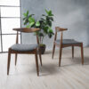 Set of 2 Rubberwood Dining Chairs with Ergonomic Backrest & Comfort Cushions, Walnut+Charcoal (same sku: 59296.00F)