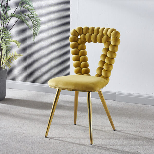 Modern chair(set of 2 ) with iron tube legs, soft cushions and comfortable backrest, suitable for dining room, living room, cafe,hairball back