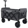Expandable Dual-Layer Utility Wagon with 100% Extra Space - Grocery Cart for Camping, Shopping, Sports, Gardening, Fishing, Gray
