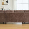 U-shaped Sectional Sofa 103.5" Chenille Fabric Couch with Dual Chaise Lounges, Storage Pockets and Armrest Pillows for Living Room, Brown